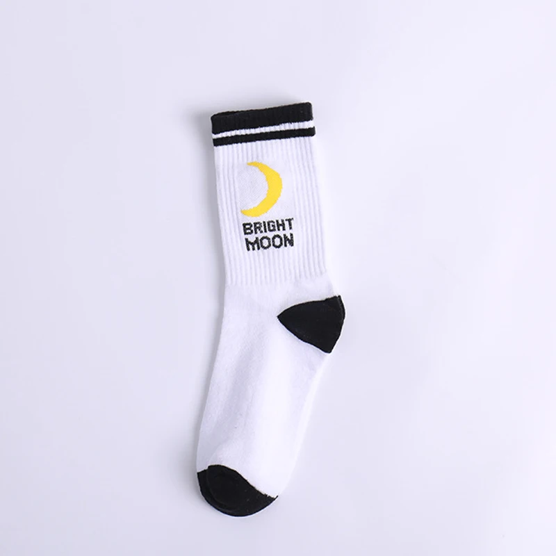 Забавные хлопковые носки для мужчин и женщин 1 пара корейская мода с надписью Moon