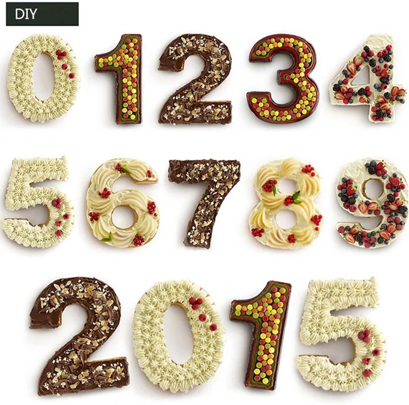 

10pcs Number Mold Numbers Large Silicone Cake Moulds Baking Trays for Birthday Wedding 10 Inch 25 Cm