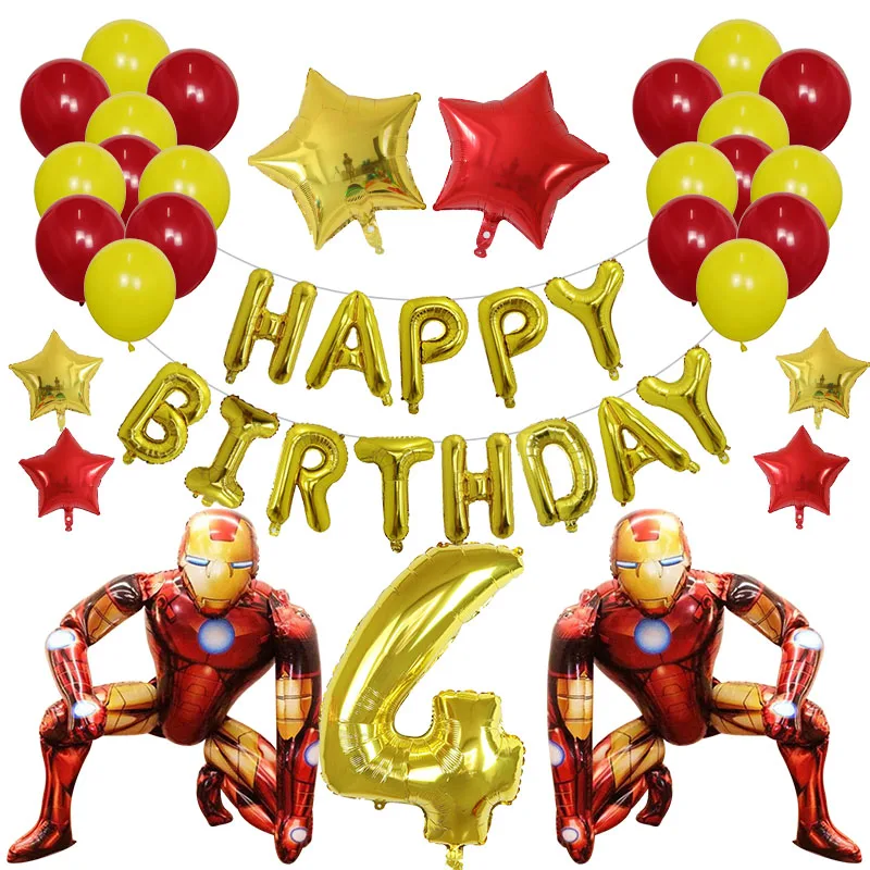 Juego de Globos de aluminio 3D de superh&eacute;roes para ni&ntilde;os, globo de l&aacute;tex de superh&eacute;roes, Spiderman, Marvel, decoraci&oacute;n para fiesta de cumplea&ntilde;os, juguete inflable para Baby Shower, 42 piezas-3
