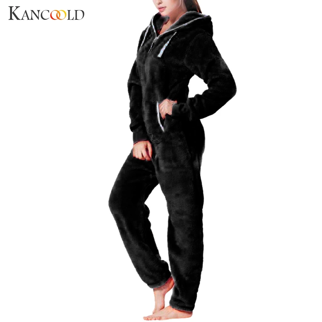 KANCOOLD комбинезон вязаный плотный женский однотонный плюшевый Мягкий комбинезон на молнии женский комбинезон зимние базовые колготки