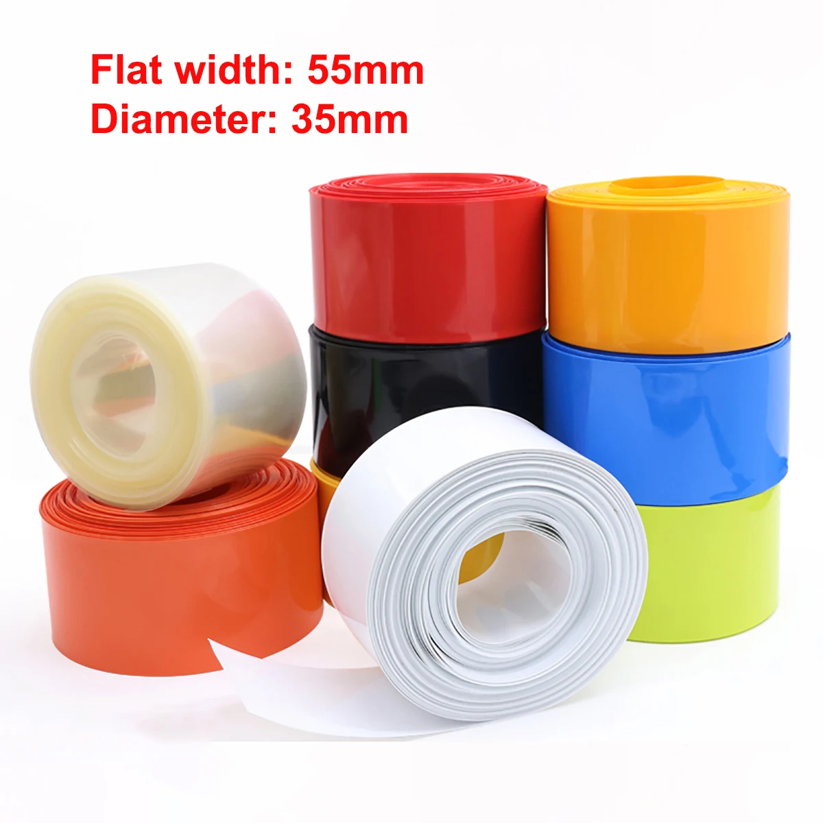 

1M Width 55mm PVC Heat Shrink Tube Dia 35mm Lithium Battery Pack Wrap Cover Skin Insulated Film Protection Sleeve Sheath