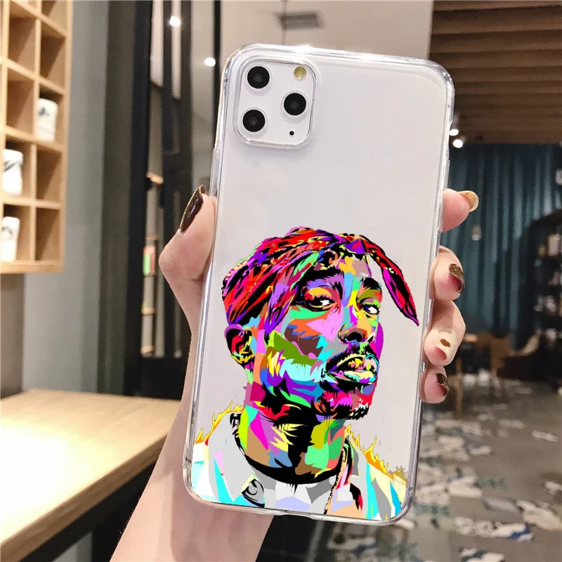 Rapper 2pac singer Tupac TPU soft Phone case For iphone 12pro max SE 5S 6 6S 7 8 plus 12mini XS XR XSMAX 11PRO MAX back coque