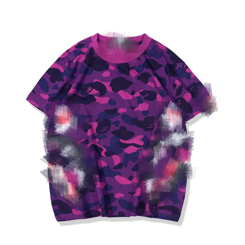 

Bape Foreign Trade New Youth Camouflage Shark Mouth Casual Printed T-shirt Men Round Neck Casual Short Sleeve Men Clothing