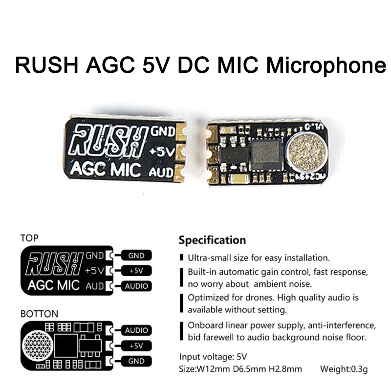 Микрофон RUSH AGC 5 В DC для радиоуправляемого дрона|Детали и аксессуары| |