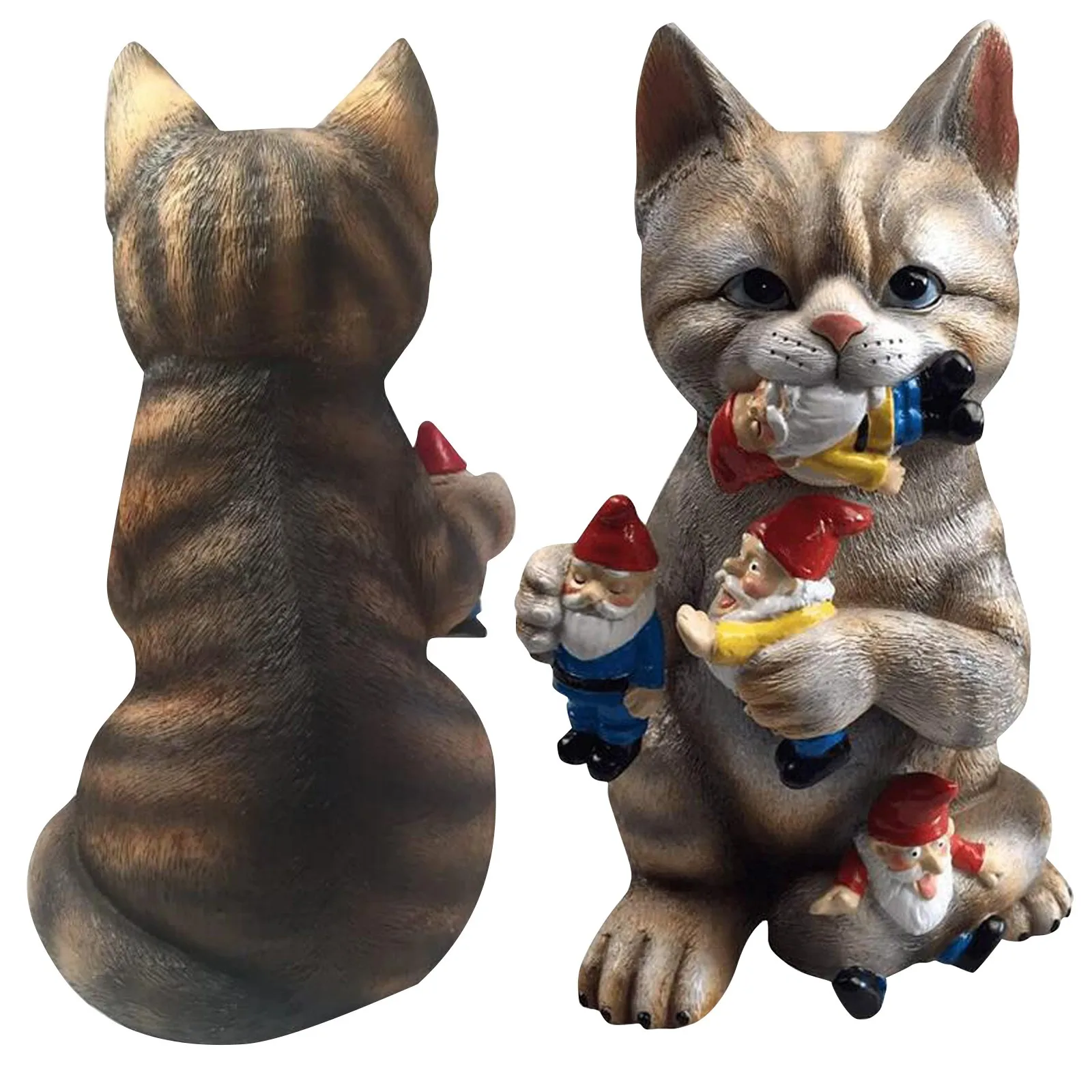 Mischievous Cat Garden Gnome Statue Collectible Happy Decor Art Sculptures Statues Home Figurine Décor | Дом и сад