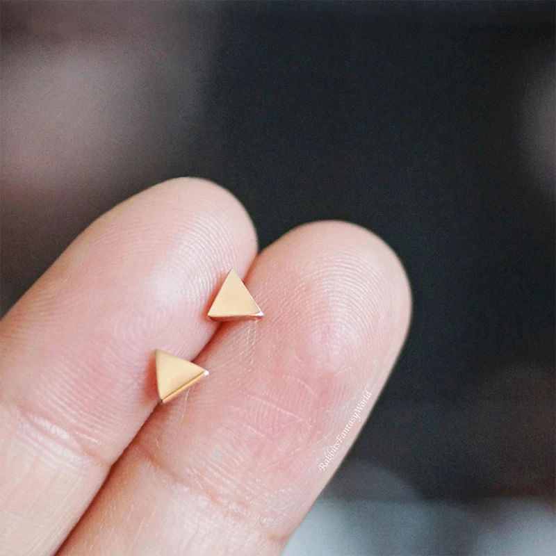 Women's Earrings Small Triangle Stainless Steel for women Career style Minimalist Studs Costume Jewellery girls | Украшения и