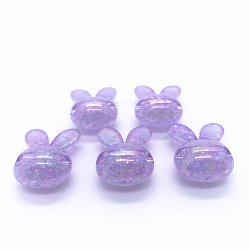 

5pcs 24x20mm pcs Acrylic Beads Rabbit Head Loose Beads for Diy Jewelry Making Bracelets Necklace Accessories#Purple
