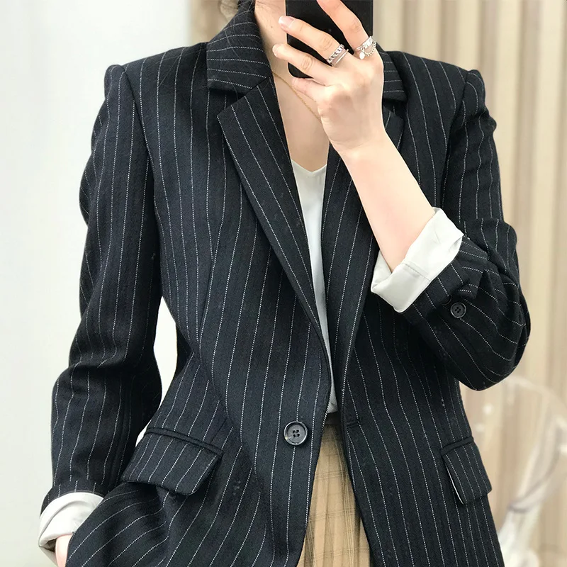 

blazer Classic double-breasted double-faced wool coat female short woolen coat high-end white office casual women's clothing
