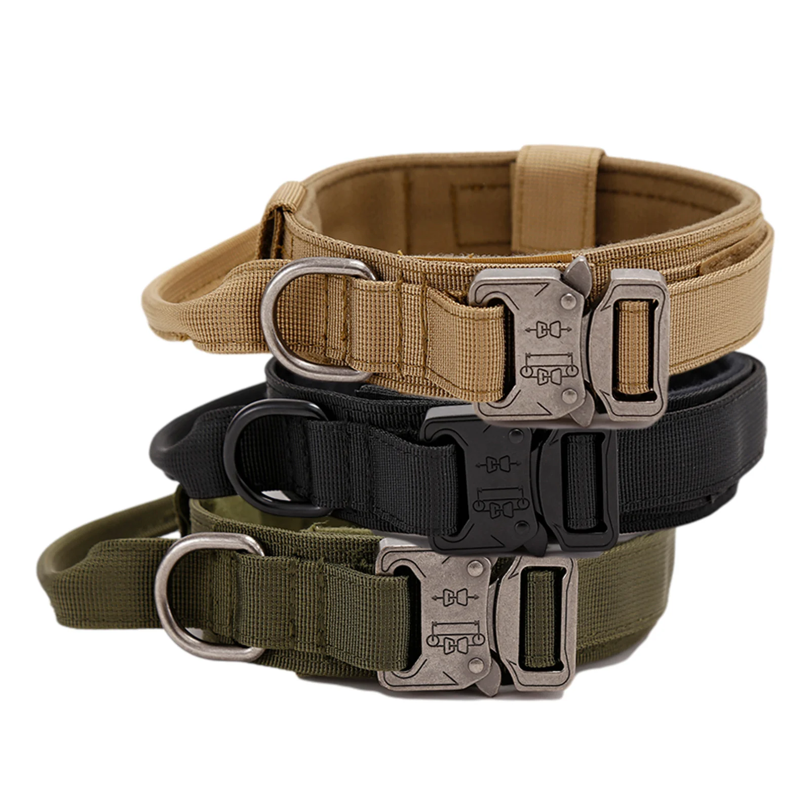 

Tactical Pet Collar Outdoor Adjustable Medium and Large Traction Dog Collar Military Dog Collar Heavy Metal Buckle Handle