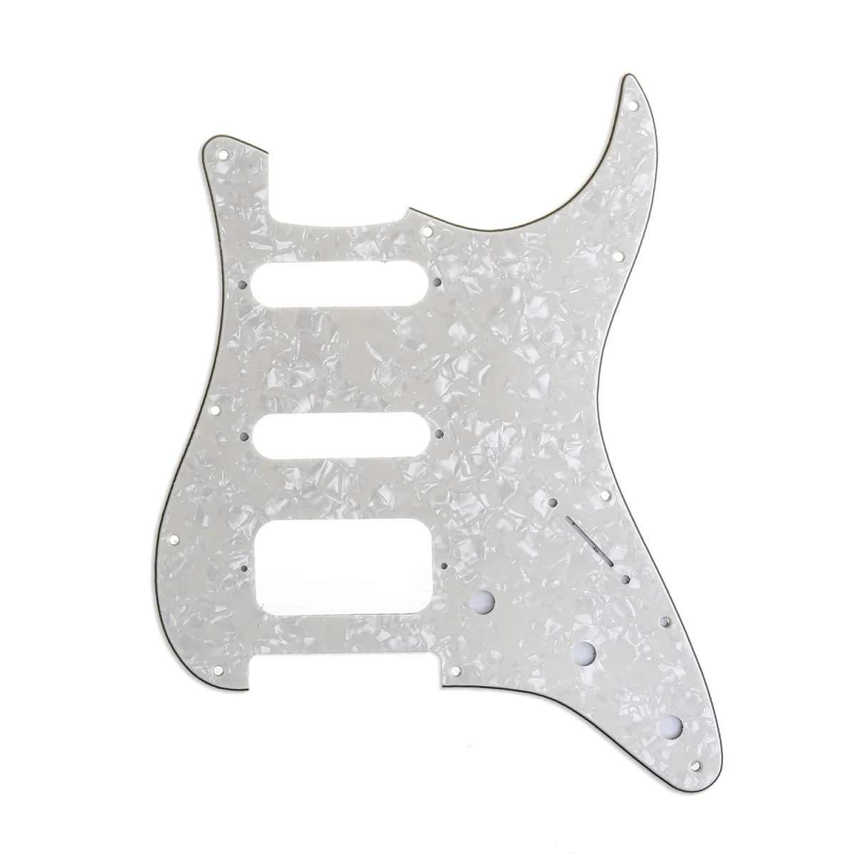 

Musiclily Pro 11-Hole Round Corner HSS Guitar Strat Pickguard for USA/Mexican Stratocaster Open Pickup, 4Ply Parchment Pearl