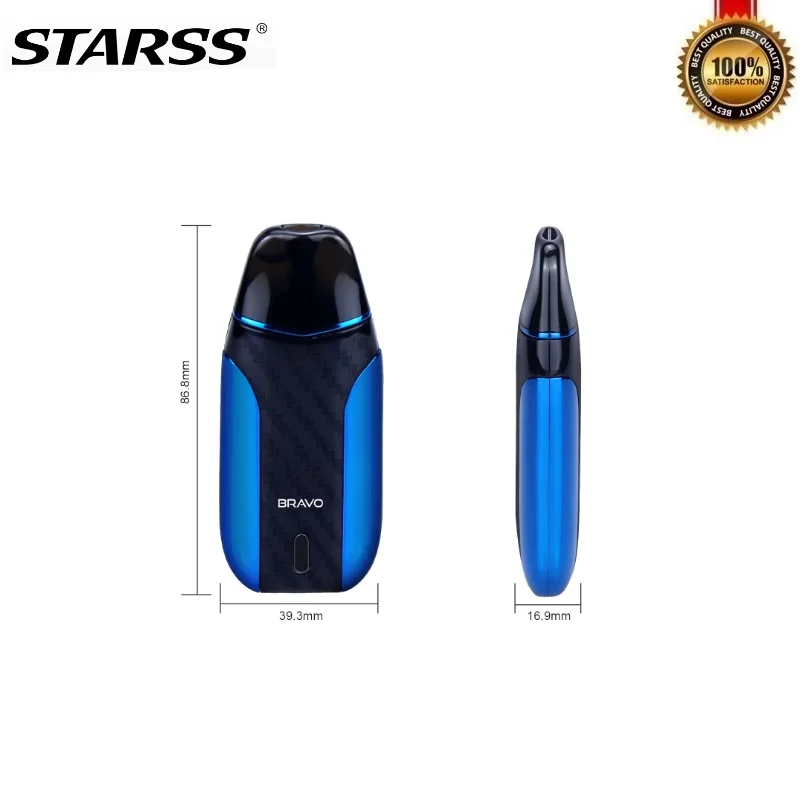 Оригинальный набор вейпа Starss Bravo Pod аккумулятор 1000 мА/ч с 2 мл сетчатая катушка 0 9