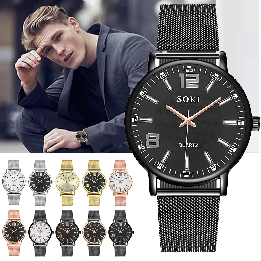 

watch men Quartz Watch Business Casual Stainless Steel Mesh Strap Watch Simple Mesh Strap Dial Quartz Watch 40*