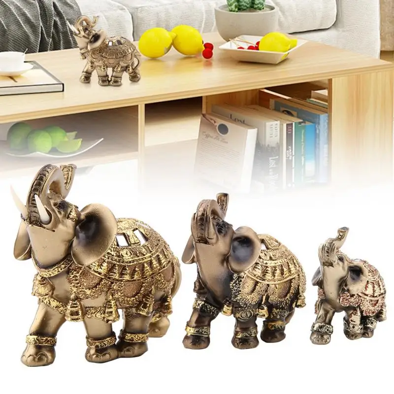 Лаки Фэн шуй Статуя золотого слона статуэтка богатства подарок для дома офиса