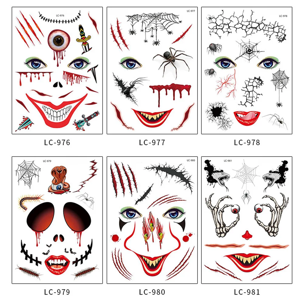 Лидер продаж маска Временные татуировки наклейки лицо Мертвого черепа Хэллоуин