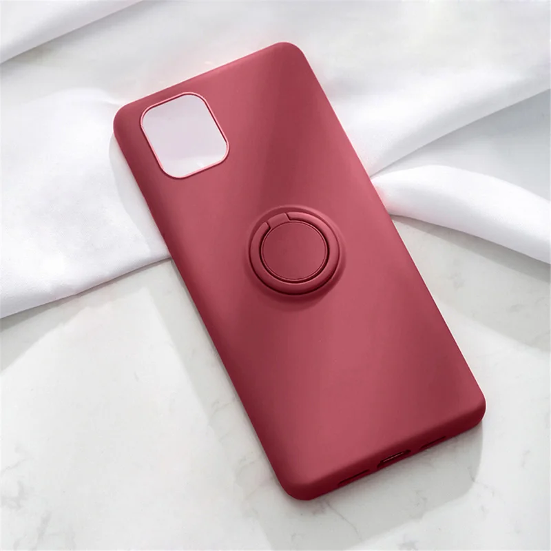 Camellia Red Мягкий силиконовый чехол для iPhone XR 11 Pro 6S XS Max XS X R 7 8 6 кольцо держатель подставка противоударный силиконовый чехол для iPhone iPhone11 - Цвет: Camellia Red