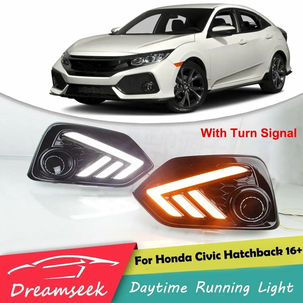 Натуральная pcmos светодиодный DRL Дневной светильник для Honda Civic хэтчбек 2016 2017 2018
