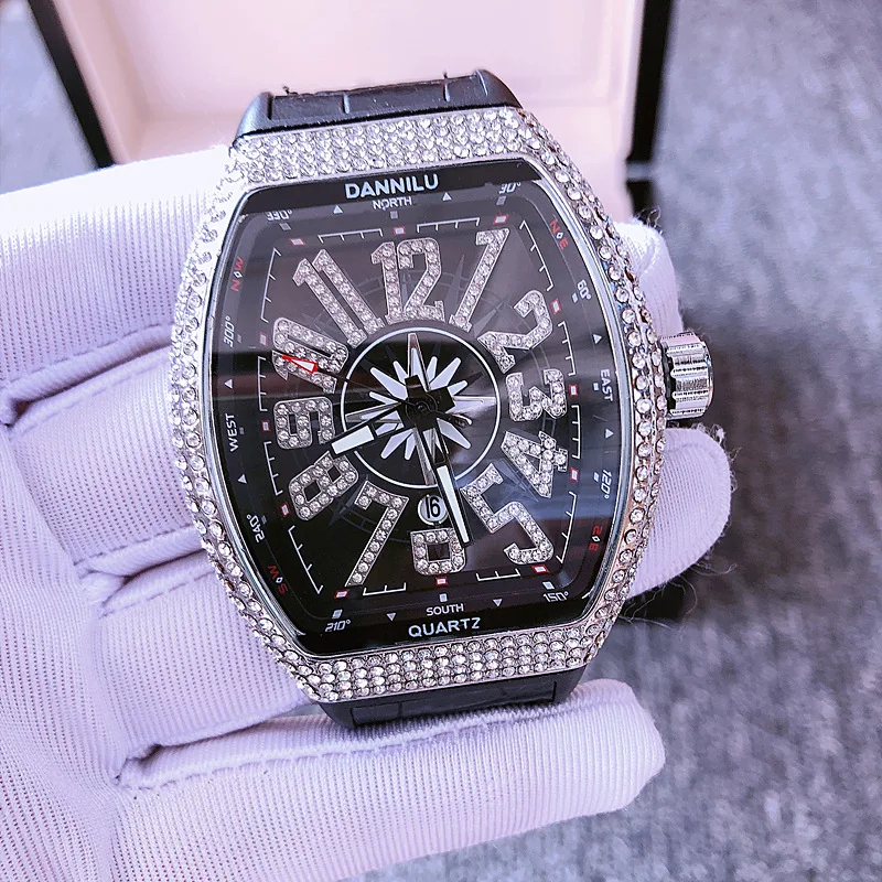 

Большой циферблат часы мужские Diamond Gold Black Брендовые мужские часы лучший бренд класса люкс военные wo мужские наручные часы zegarek meski montre homme