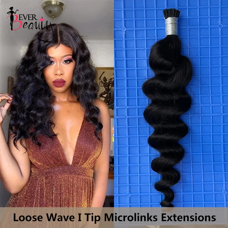 

Loose Wave Microlink Hair Extensions I Tip Human Hair Extensions For Black Women Peruvian Virgin Bulk Hair Bundles Ever Beauty