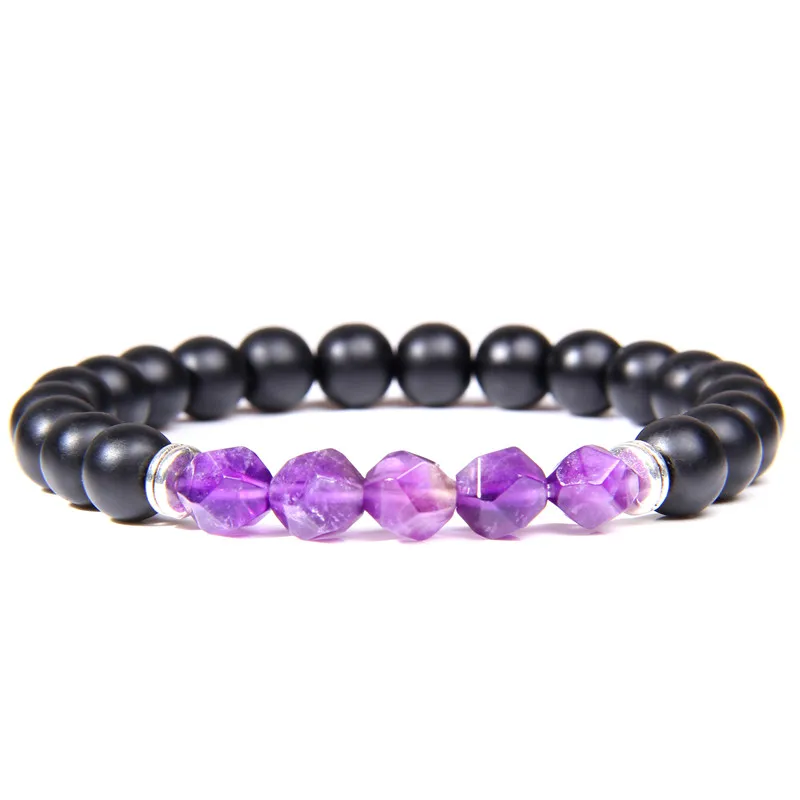 Граненые Аметистовые браслеты Женская мода драгоценные камни целебные