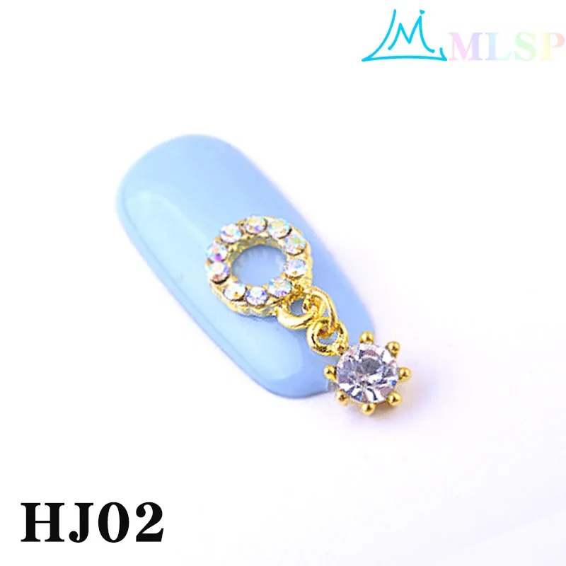 HJ02-10pcs 10 шт./лот, циркониевые украшения для дизайна ногтей, подвесные модели для ногтей, алмазные длинные висячие металлические Стразы для ногтей, изысканные Кристальные Звездные бриллианты - Цвет: HJ02-10pcs