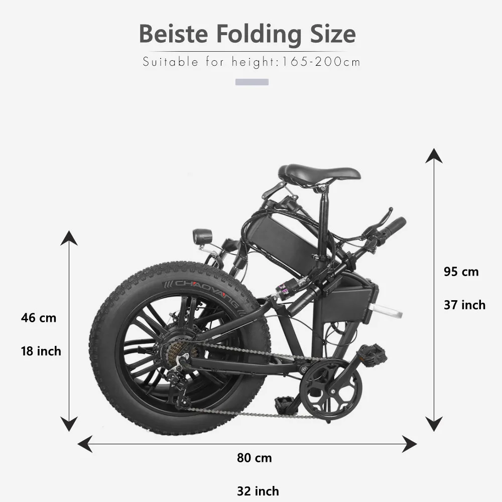UK/US STOCK 750W Folding Electric Bicycle 20''*4.0 Fat Tires Ebike Double Shock Absorber 40KM/H 10.4AH Electric Mountain Bike images - 6