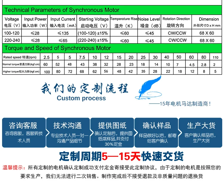 Высокий крутящий момент 100 кг 28 Вт переменный ток 220 В синхронный двигатель с