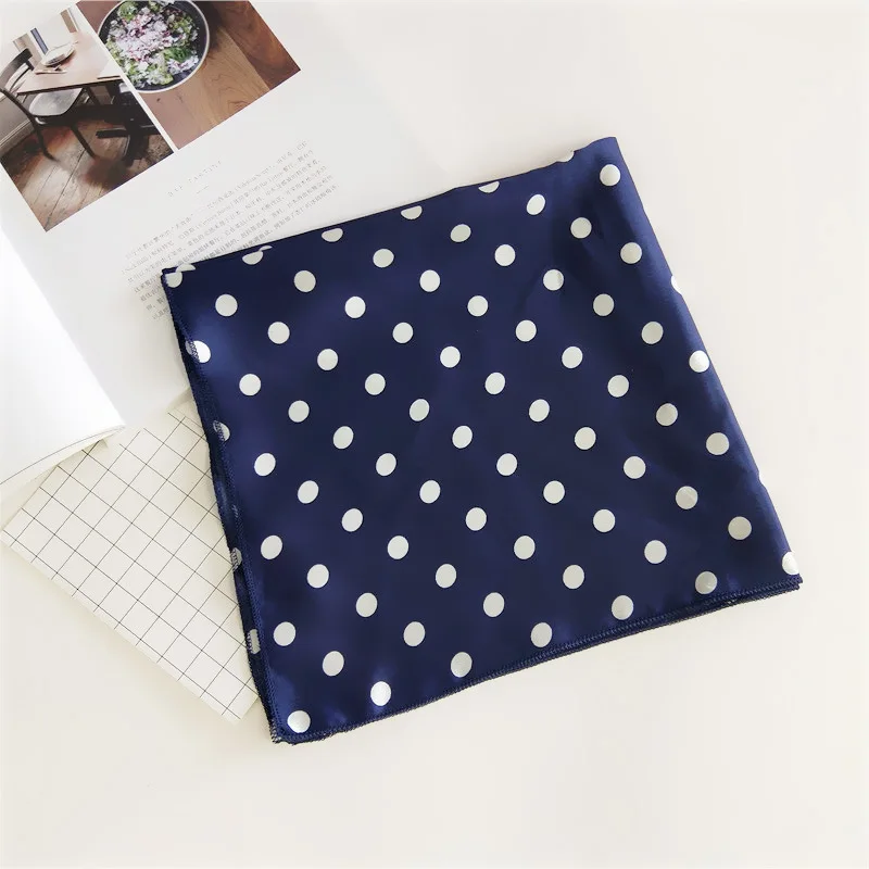 50cm dot blue Женский модный шарф квадратный 50 см маленькие шарфы шейный платок роскошный имитация шелка красивый леопардовый дизайн воротник шарфы - Цвет: 50cm dot blue