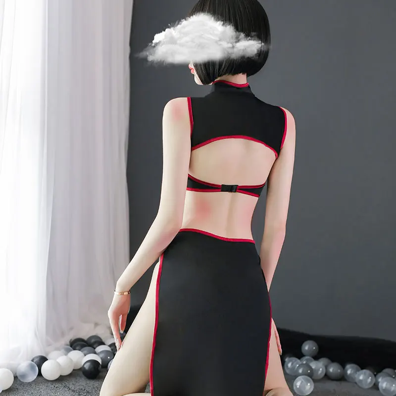 Пикантное китайское платье с высоким разрезом Qipao женское ретро открытой спиной