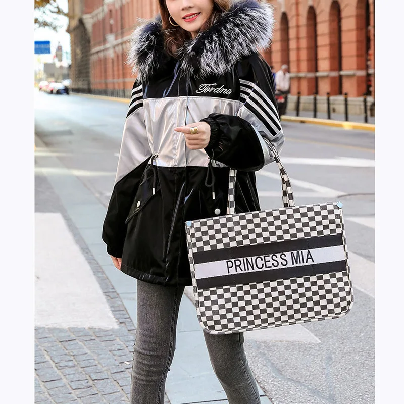 

Real Raccoon Fur Collar Parkas Overcoats Women Rabbit Fur Inner Bladder Coats Jackets Removable Winter Ladies Detachable Outwear