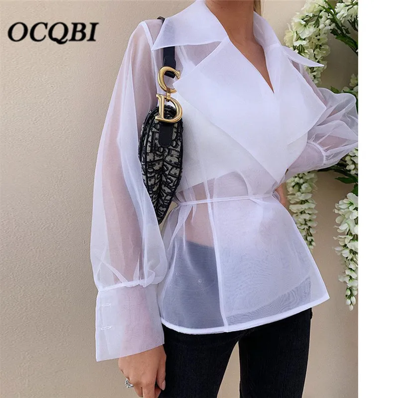 

2019 Women Blouses Casual Korean Fashion Clothing Women Long Sleeve White Sexy Club Shirts