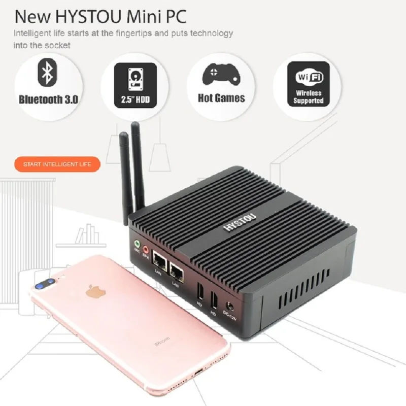 Четырехъядерный мини ПК Двойной Lan компьютер Celeron N3160 Linux Win10 Dual HDMI 2* Gigabit LAN(RJ-45) мини настольный компьютер J1900