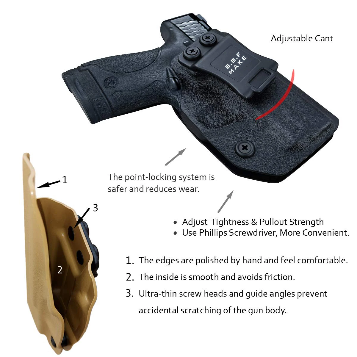 Фото B.B.F Make IWB KYDEX чехол на заказ подходит для: M & P Shield 9 мм/.40 s & w чехол для пистолета Внутри Скрытого Ношения чехол для пистолета №3