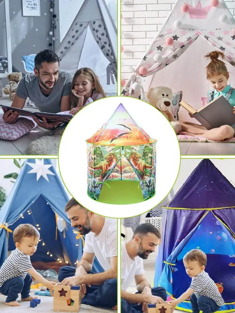 

Dinosaur Kids Play Toys Tent For Children's House Tipi Tents Folding Indoor Kids Pop Up Playhouse Party Tent Brithday Gift