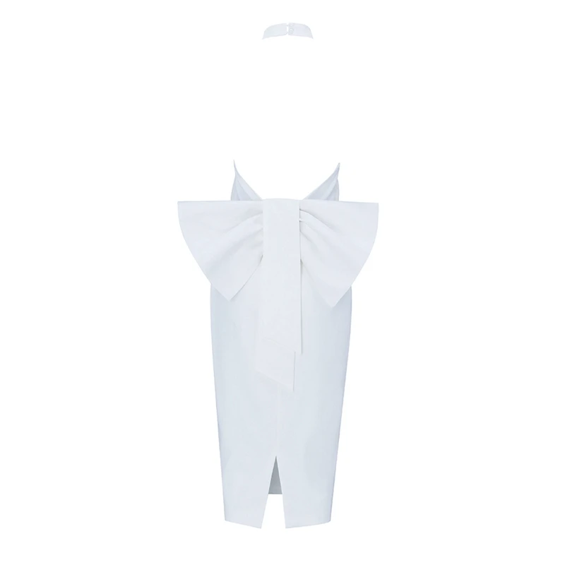 

INDRESSME 2019 New Vestidos Women Sexy Chic Halter Neck Backless Sleeveless With Bow Ruffles Slit Bodycon Dress Party Club Dress