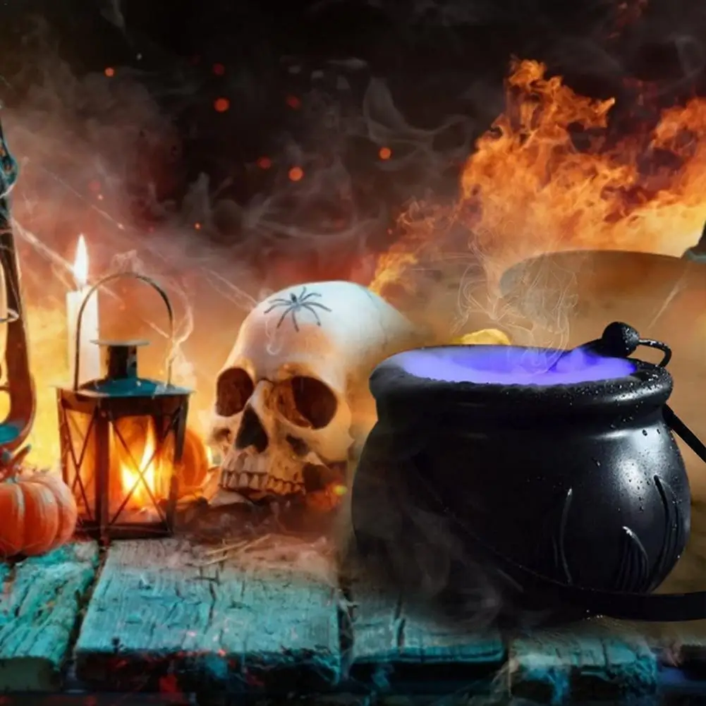 Halloween 3D Witch Jar Smart Control Cauldron Kettle Mist Maker With 12 LED Lights Design Magic Can Party Prop Decor - купить по