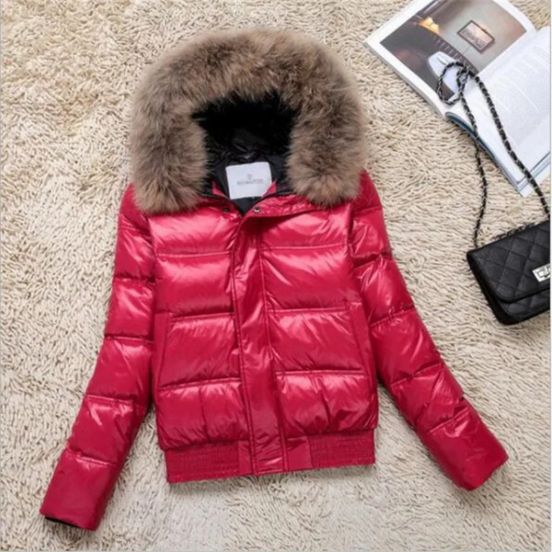

Women's Winter Down Jacket Woman Hooded Short Korean Puffer Coat Women Real Fur Collar Down Jackets Abrigo Mujer