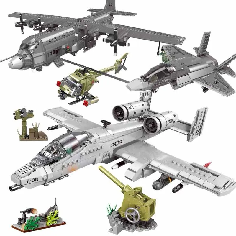 Thunderbolt II A10 истребитель самолёт строительные блоки 3D модель Военная серия Кирпичи