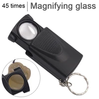 45x portable mini reading magnifier folding pocket magnifier for reading led magnifying jewelry loupe stamps vase cloth illumina