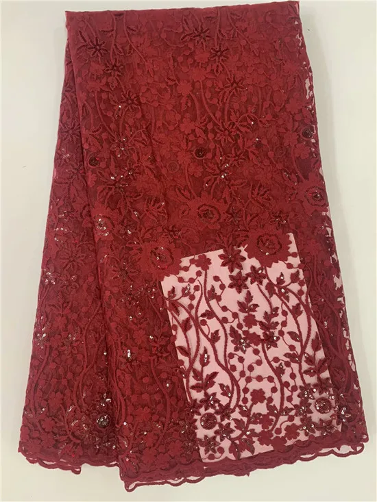 Высококачественная африканская оранжевая кружевная ткань бисер французская