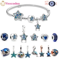 the new starry sky snake bone chain is set with rhinestone diy stars and ocean charm beadsfor original brand bracelet jewelry