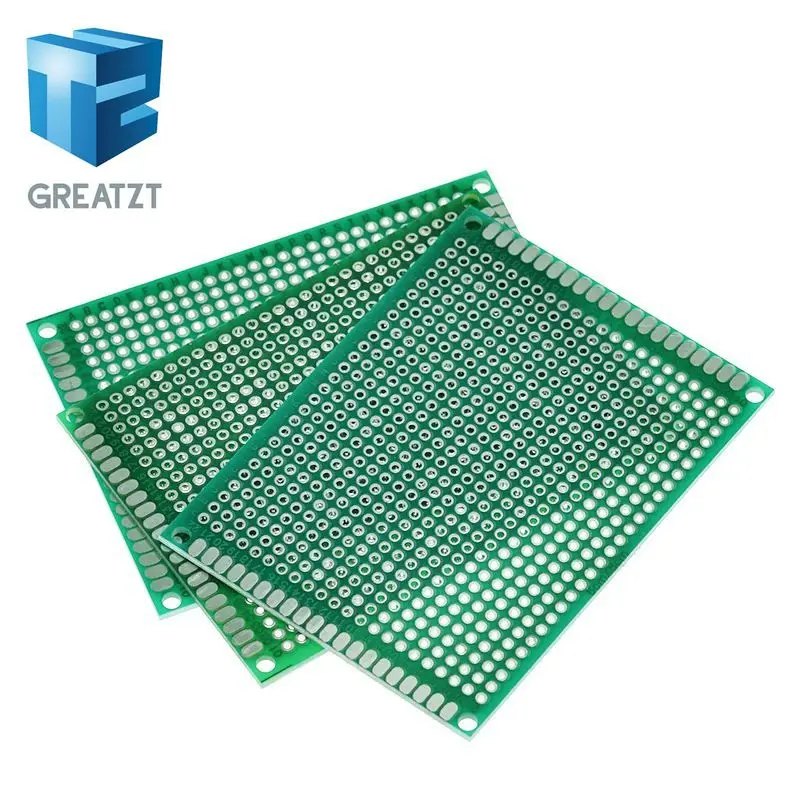 GREATZT 5PCS 6*8 6X8cm Double Side Prototype pcb Breadboard Universal Printed Circuit Board for Arduino 1.6mm 2.54mm Glass Fiber |