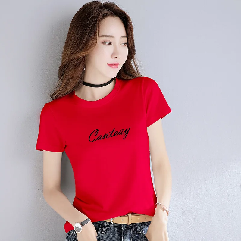 

Fashion Logo Printing T Shirts black Women's Short Sleeve Fashion 100% cotton Female T-Shirts