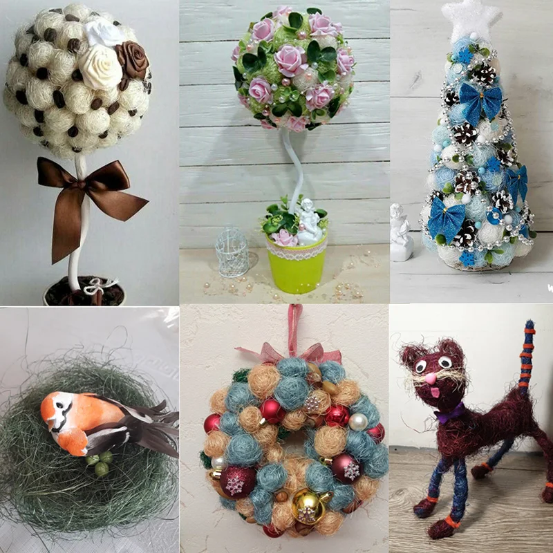 10 г сизаль природа сизаль деревенский рафия самодельный цветок поделка букет Подарочная коробка Pakage Подарочная обертка гнездо Искусство ремесло новогодний декор