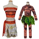 купальник аниме купальник детский Костюм для косплея Моана Maui с татуировками, для детей и взрослых, для девочек, верхняя юбка, ожерелье, парик, брюки, детский купальник, платье принцессы ваяна платье для девочки