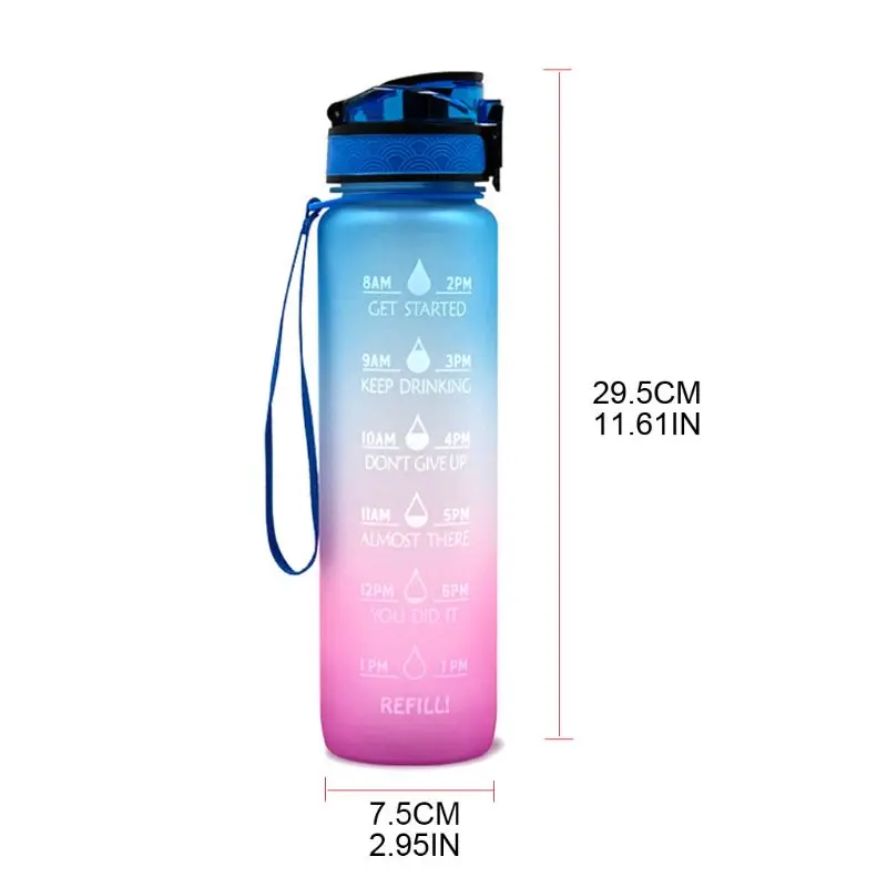

Frosted Gradient Large Capacity Portable Cup Leakproof Outdoor Fitness Reusable Drinking Water Bottle for Running