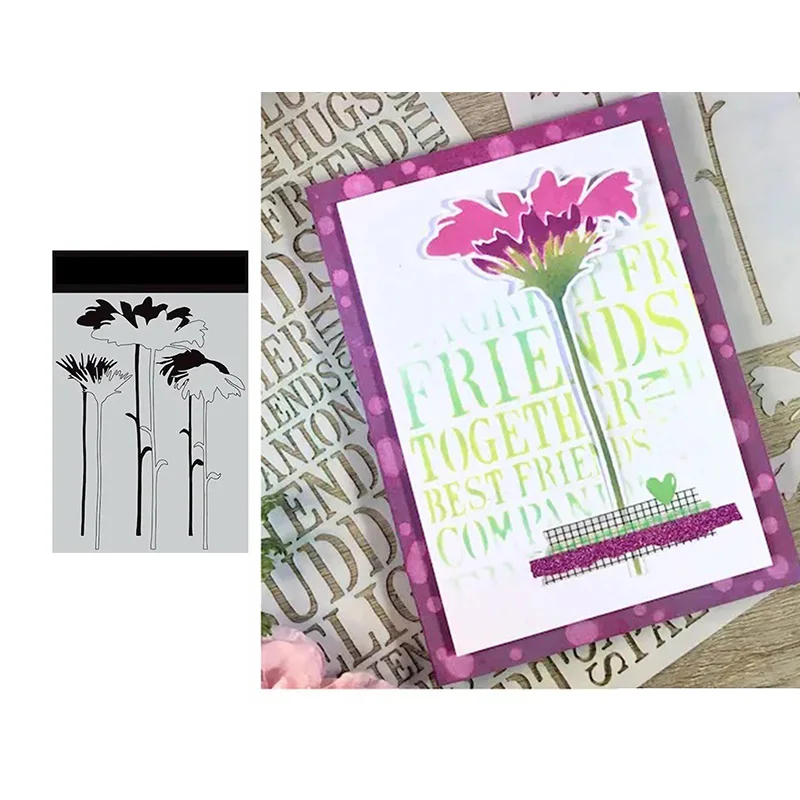 

2021 NEW Small Stencil Tall Flowers for DIY Scrapbooking Album Stamp Make Paper Card Embossing New Die Cut Embossing Christmas