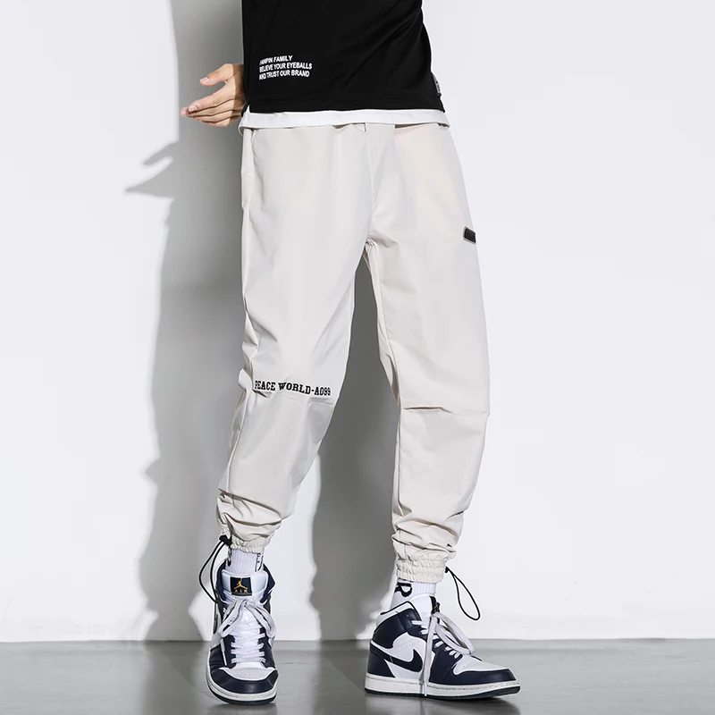

2021 Cargo Harem Pants Mens Casual Joggers Baggy RIbbon Tactical Trousers Harajuku Streetwear Hip Hop Pants Men Gray black 5XL