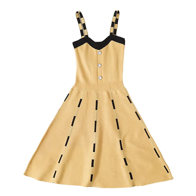 

202The new summer1 fashion condole belt of cultivate one's morality dress Round collar Black spots The skirt