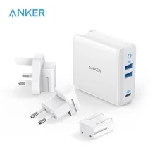 USB C Charger, Anker 65W PIQ 3.0&GaN Type-C Charger with a 45W PD Port, PowerPort III 3-Port 65W Charger with US/UK/EU Plugs