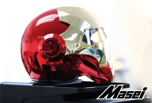 

Iron Man Helmet Motorcycle Helmet Masei Bike Scooter Moto Electroplate Red Golden Half Helmet Open Face Helmet Casque Motocross
